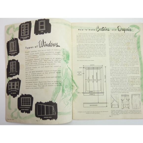 Vintage 1949 How to Make Curtains Draperies Slip Covers Booklet Sewing Machine - Picture 2 of 9
